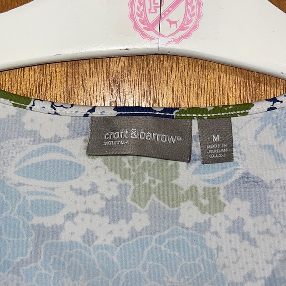 •CROFT & BARROW•BLUE&GREEN FLORAL TANK TOP SCOOPNECK STRETCH BLOUSE SIZE MEDIUM - Picture 4 of 7